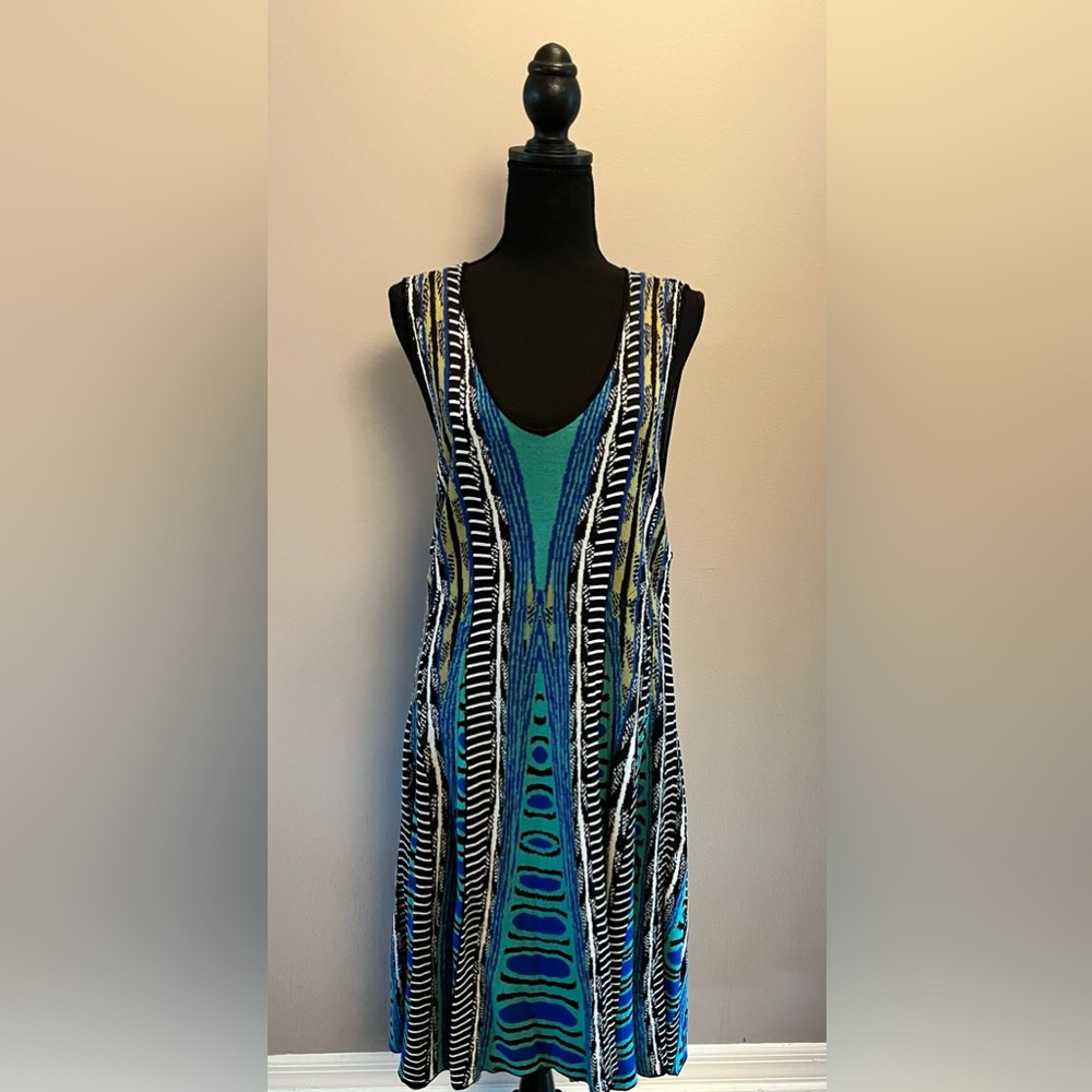 NIC+ZOE Size XL Sleeveless Dress in Shades of Green, Blue, Black
